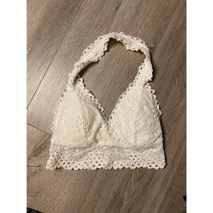 Lace Halter Bralette - Cream